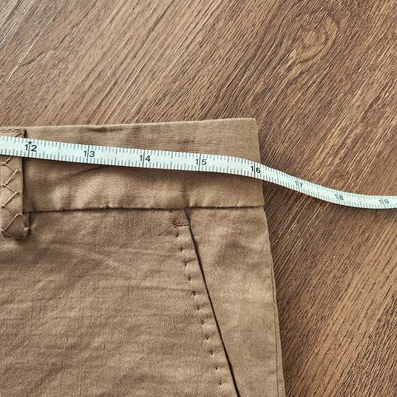 Elie Tahari Linen Blend Wide Leg Capri Pants Tan Brown 6 Retro Y2K Neutral - Picture 5 of 7